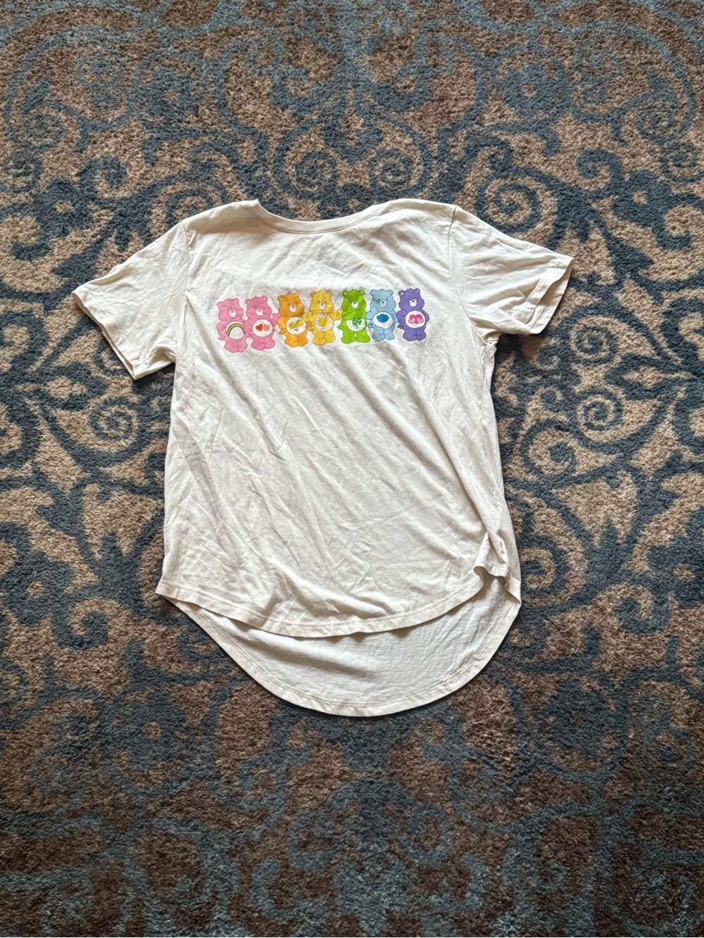 Old Navy White Tee with Rainbow Bear Graphics